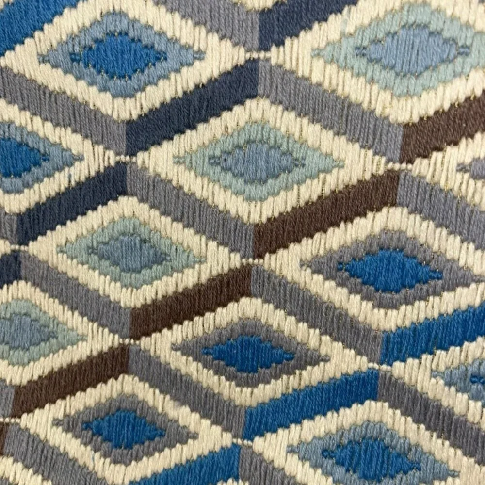 Jonathan Adler Diamonds blue brown diamonds wool velvet woven pillow cover
